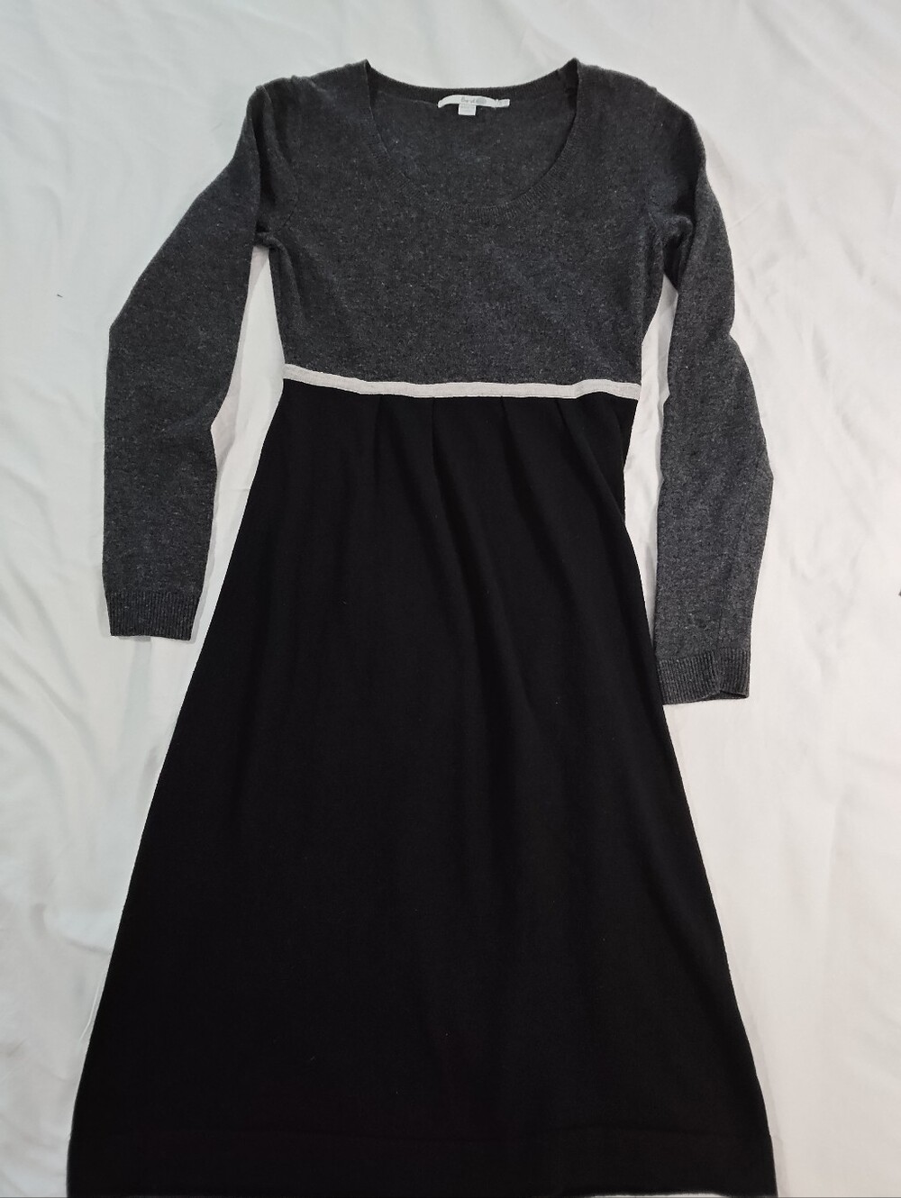 Boden Black & Gray Long Sleeve Cashmere Blend Sweater Dress, Size 6R